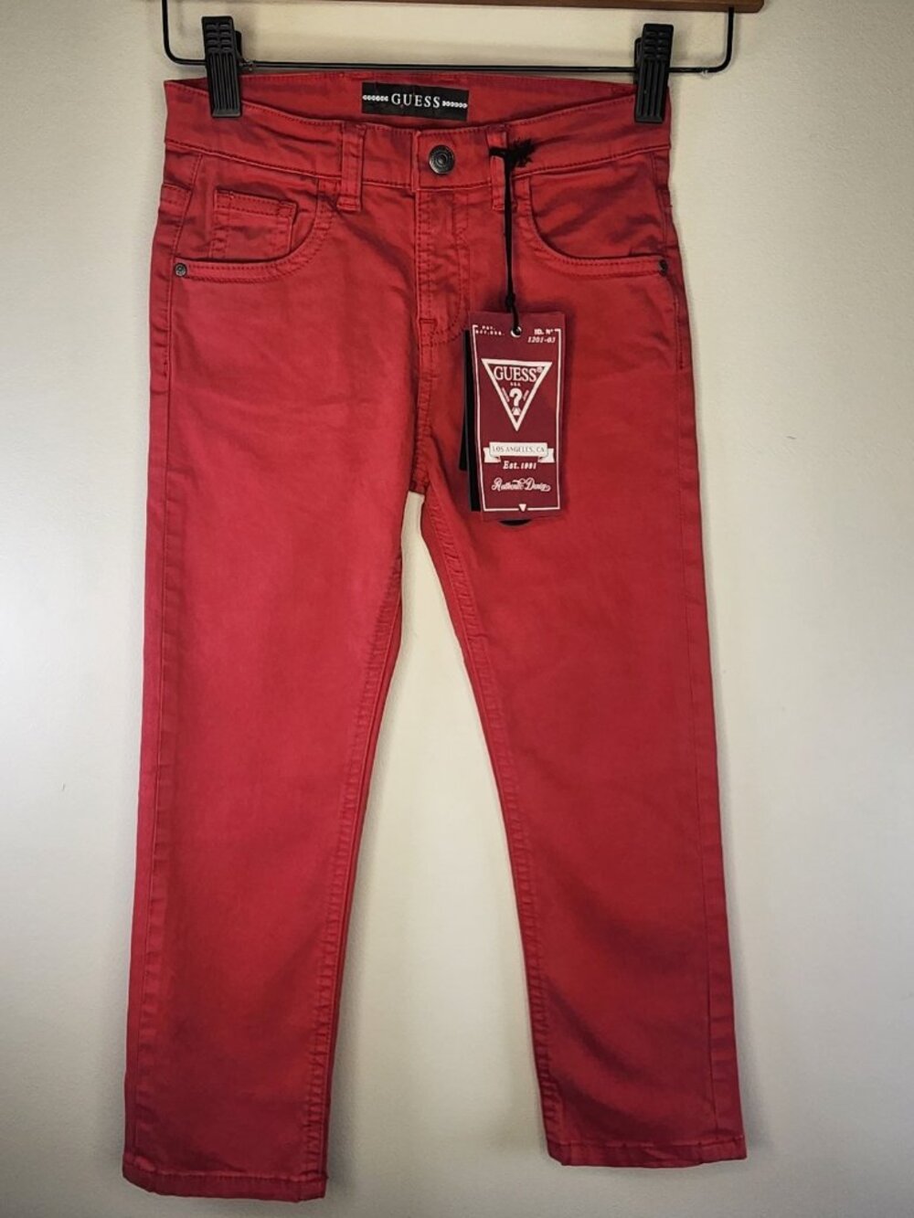 GUESS Kids Slim Pants NWT — Red, Size 5 | Authentic Denim